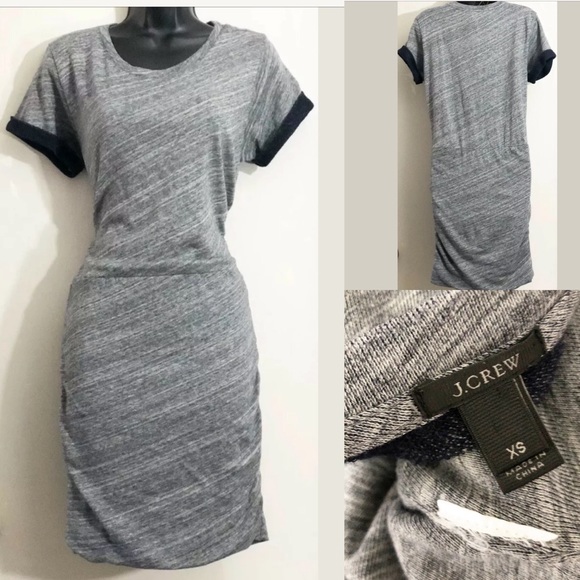 J. Crew Dresses & Skirts - J.Crew Grey Sweatshirt Dress Ruched Sides Size XS